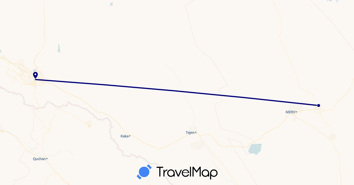 TravelMap itinerary: driving in Turkmenistan (Asia)